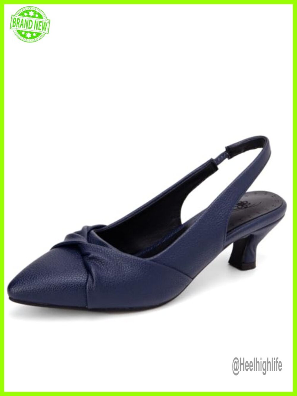 Slingback Kitten Heel Pointed Toe Pumps Faux Leather Women's Elegant